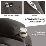 Power Lift Recliner Chair with Heat Massage USB Port Grey