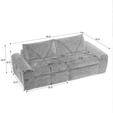 Sofa Modern Chenille Dark Gray 2 Seat with Footrest Compact 85 In