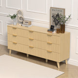 Dresser Boho Fluted Natural Wood 9-Drawer 63in