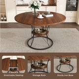 Stone Dining Table Walnut/Black 49"