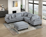 6pc Gray Corduroy Modular Sectional Sofa Set with Ottoman