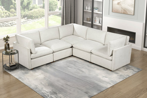 Modern Modular 5-Piece Beige Sectional Sofa