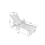 Chaise Lounge HDPE Wood Texture Black 5 Position Cup Holder 400 LB