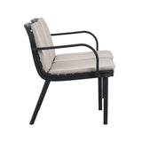 Luna Outdoor Patio Loveseat Beige Cushions Black Frame