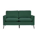 Nordic Green Leather Loveseat with Overstuffed Pillows