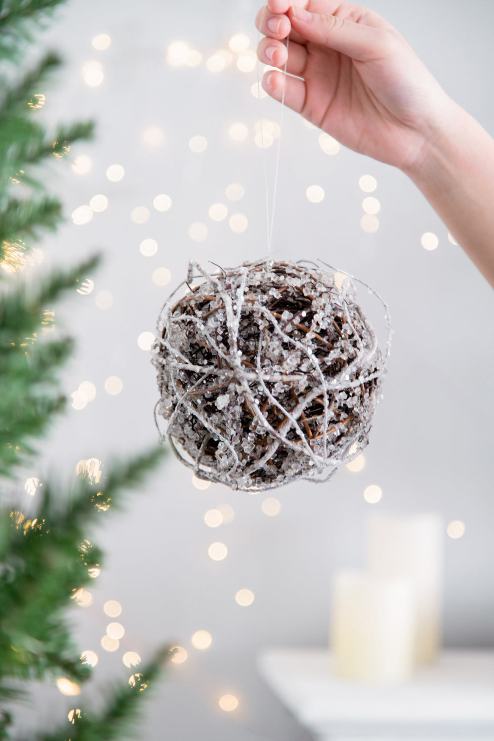 D5' Iced Twig Ball, Decorative Hanging Ball Christmas Tree Ornaments for Holiday