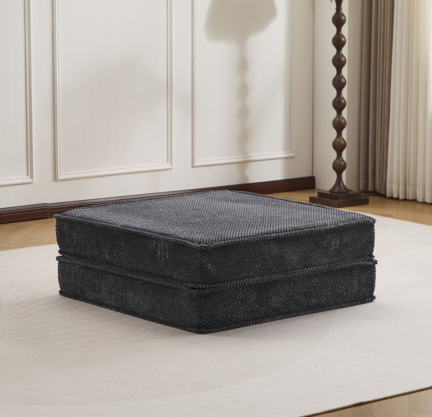 Floor Seat Modular Circle Fleece Dark Gray Ottoman 39 In