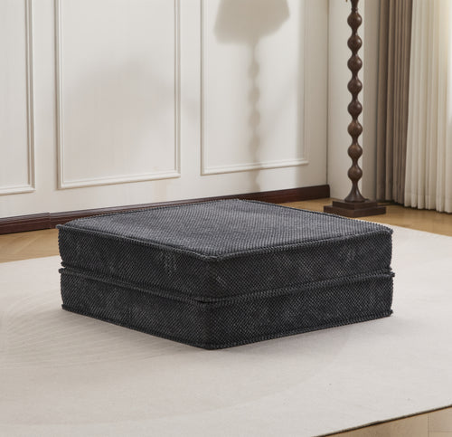 Floor Seat Modular Circle Fleece Dark Gray Ottoman 39 In