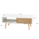 Solid Wood Coffee Table with Storage White
