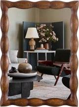 Dark Walnut Wood Framed Wall Mirror 36" x 24
