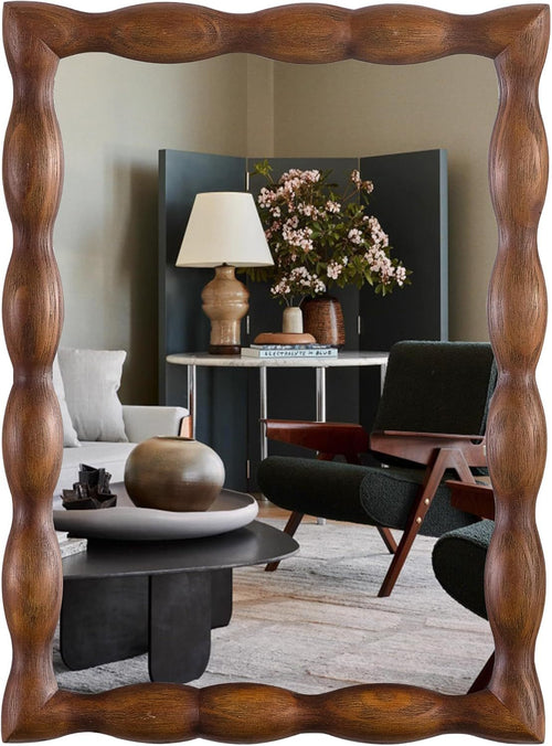 Dark Walnut Wood Framed Wall Mirror 36" x 24