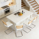 Set of 4 Faux Leather Bar Stool White