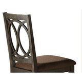 Side Chair Set of 2 - Fabric Seat - Wood Frame - Brown and Espresso