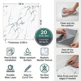 Peel and Stick PVC Vinyl Flooring Easy DIY Self-Adhesive Tiles 20-Piece Pack