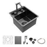 Gunmetal Black 15x17 Undermount Single Bowl Bar Sink 16 Gauge