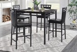 5-Piece Counter Height Dining Set Black Faux Marble