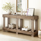 U_Style 62.9" Vintage Entryway Console Table Solid Wood 6 Legs