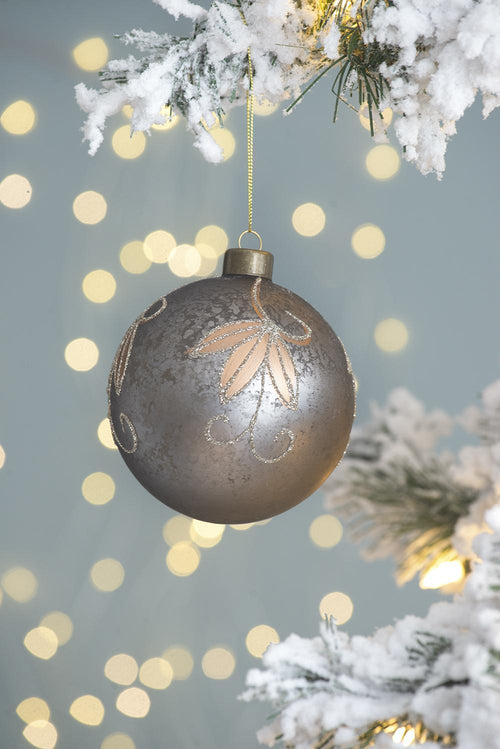 Glass Christmas Ball Ornaments Set of 6, 3.9" Hanging Decorations