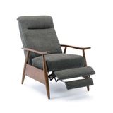 Charcoal Fabric Push Back Recliner with Wood Arms