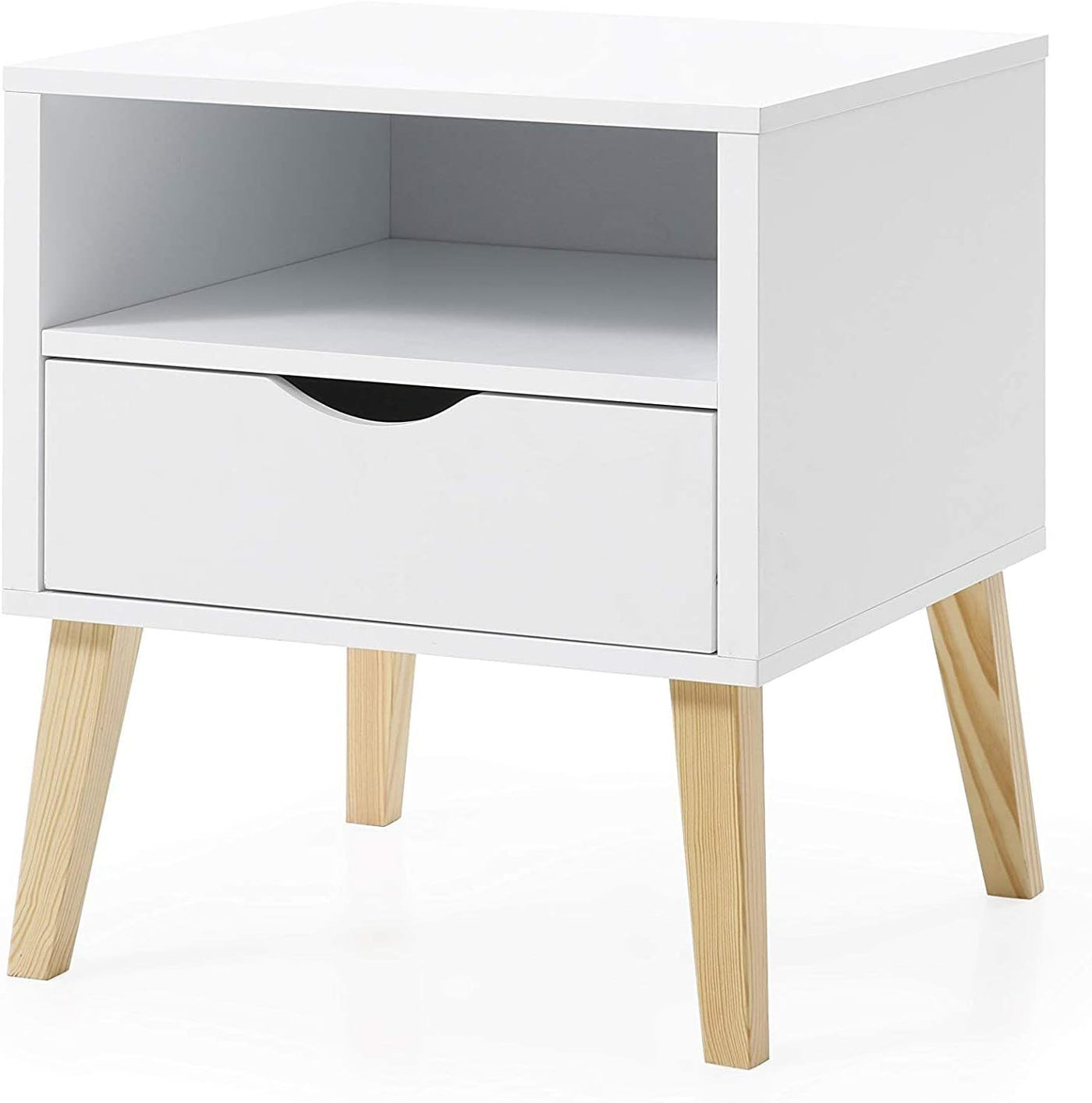 Mid-Century Modern White Nightstand End Table