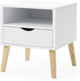Mid-Century Modern White Nightstand End Table