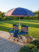 Portable Double Folding Beach Chair Set with Umbrella