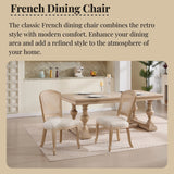 French Country Upholstered Dining Chairs Set of 2, Beige