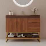 36' Modern Free-Standing Bathroom Vanity with Seamless Ceramic Sink & Sintered Stone Top