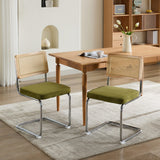 Mid Century Modern Dining Chairs Set of 2, Velvet Accent Chairs with Natural
