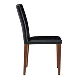 Set of 4 Metal Dining Chair Black/Walnut