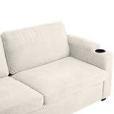 Beige Corduroy Sleeper Sofa Loveseat Full Mattress USB