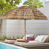Patio Umbrella Tiki Thatch Style Raffia Brown 8 Ft Tilt Push Button