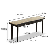 Modern Style Black Color Solid Oak Wood Dining Bench with Rattan Detail
