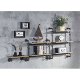 Wall Rack - Pipe Style - Metal & MDF - Oak & Black - 18"W Shelf