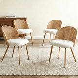 Set of 4 Metal Dining Chair Beige/Brown
