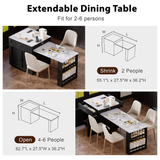 K&K 82.7 inch Kitchen Island with Extendable Dining Table for 4-6 Person,Faux Ma