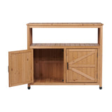 Wooden Patio Bar Table Set with Storage Light Brown