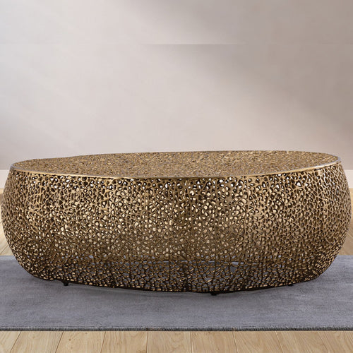 Modern Oval Gold Aluminum Coffee Table T3601-50