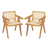 Set of 2 Natural Rattan Dining Chairs