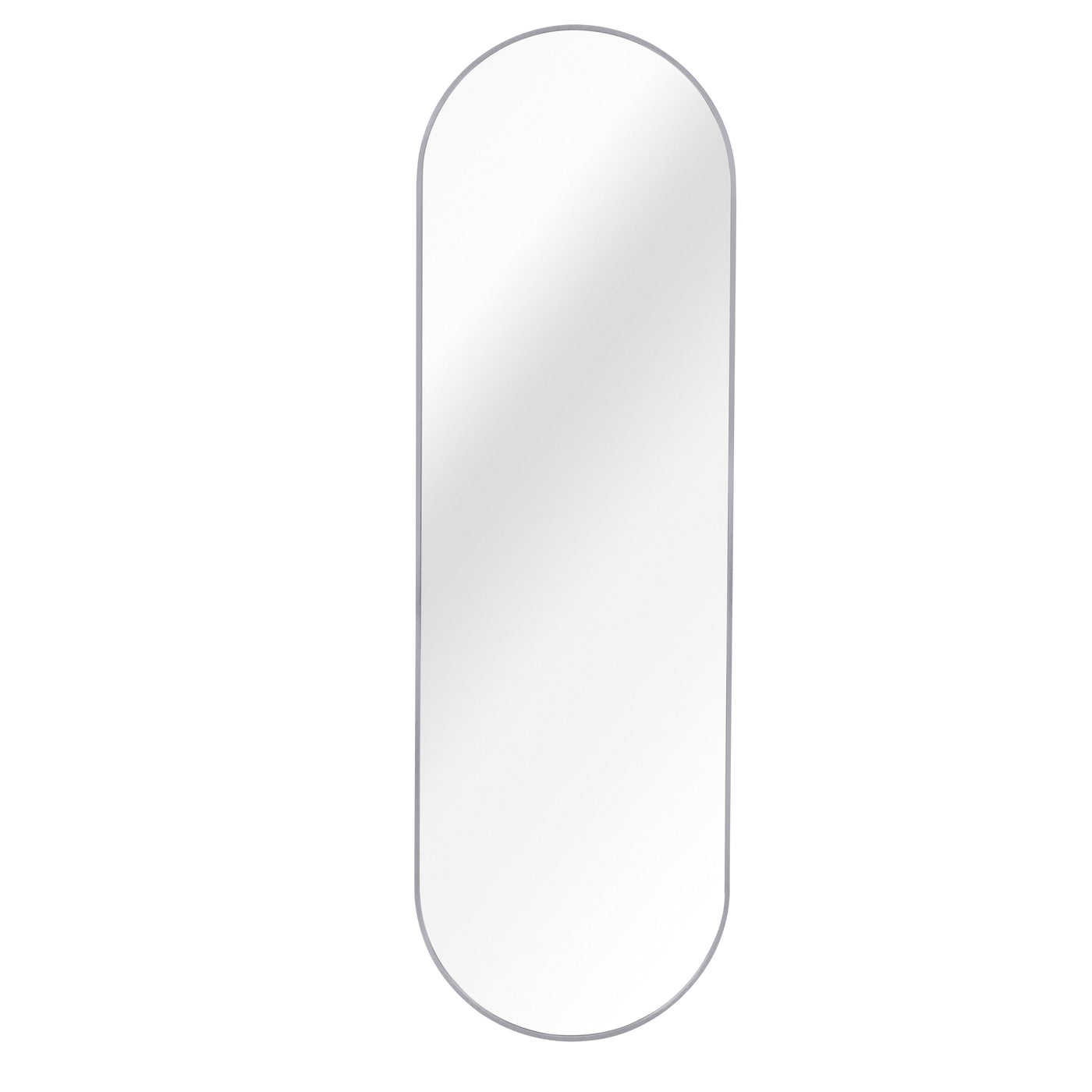 Silver Pill Shaped Full Length Mirror 63 x 20 in