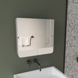 White Bathroom Mirror Medicine Cabinet with Interior Shelves