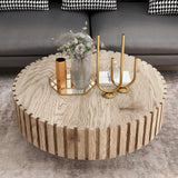 Modern Minimalist Round Coffee Table 31.4" Natural Wood