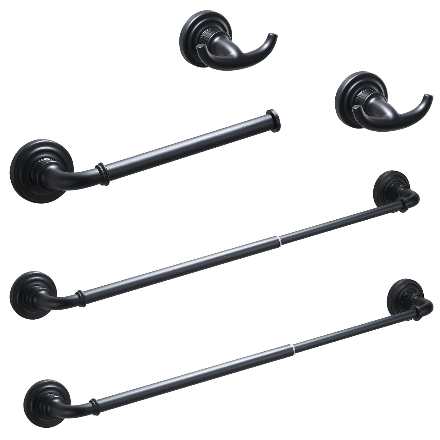 Black 4-Piece Bathroom Hardware Set Towel Rack 24