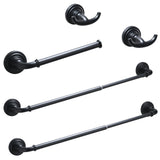 Black 4-Piece Bathroom Hardware Set Towel Rack 24