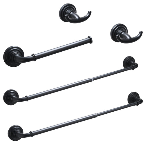 Black 4-Piece Bathroom Hardware Set Towel Rack 24