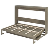 Queen Size Wall Murphy Bed with Storage, Foldable Cabinet Bed with Vanity Desk, Center Mirror & 2 Side Drawers, Distressed Gray(OLD SKU:LP000766AAE)