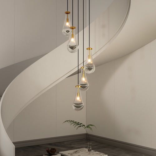 Chandelier 5-Light Cluster Pendant Brass High Ceiling Adjustable E12