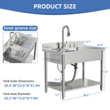 Stainless Steel Utility Sink, 38.4" Freestanding Single Bowl Laundry Sink