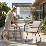 Outdoor Patio Furniture Set of 2 Wicker Beige