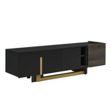 TV Stand and Coffee Table Set 2-Piece White Gold MDF Metal Legs Fits Large TV